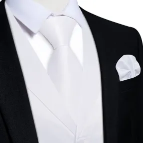 DiBanGu Tuxedo Waistcoat Pure White Solid Notched Collar Mens Dress Wedding Vest