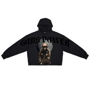 ROKU Gods Power Cropped Drop Shoulder Fleece Hoodie