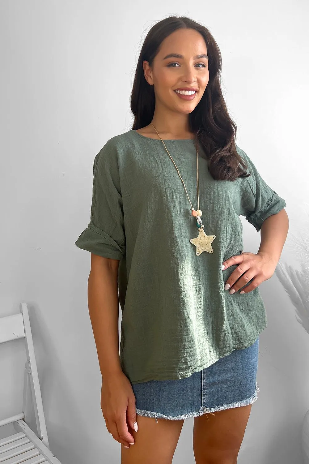 100% Cotton Relaxed Fit Necklace Tunic