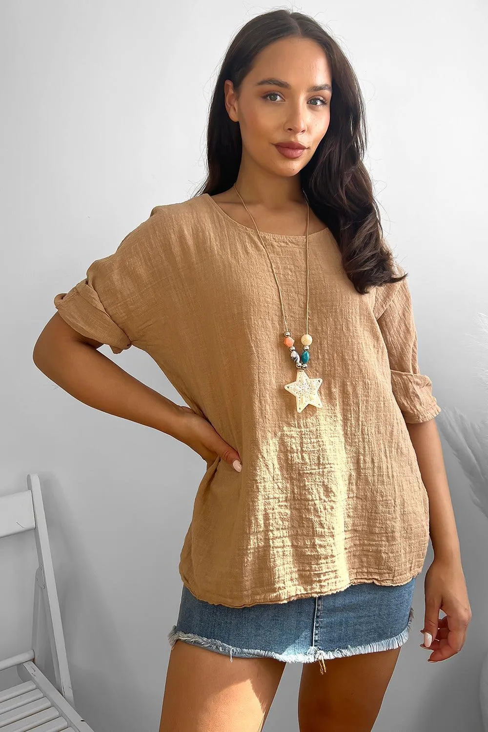 100% Cotton Relaxed Fit Necklace Tunic