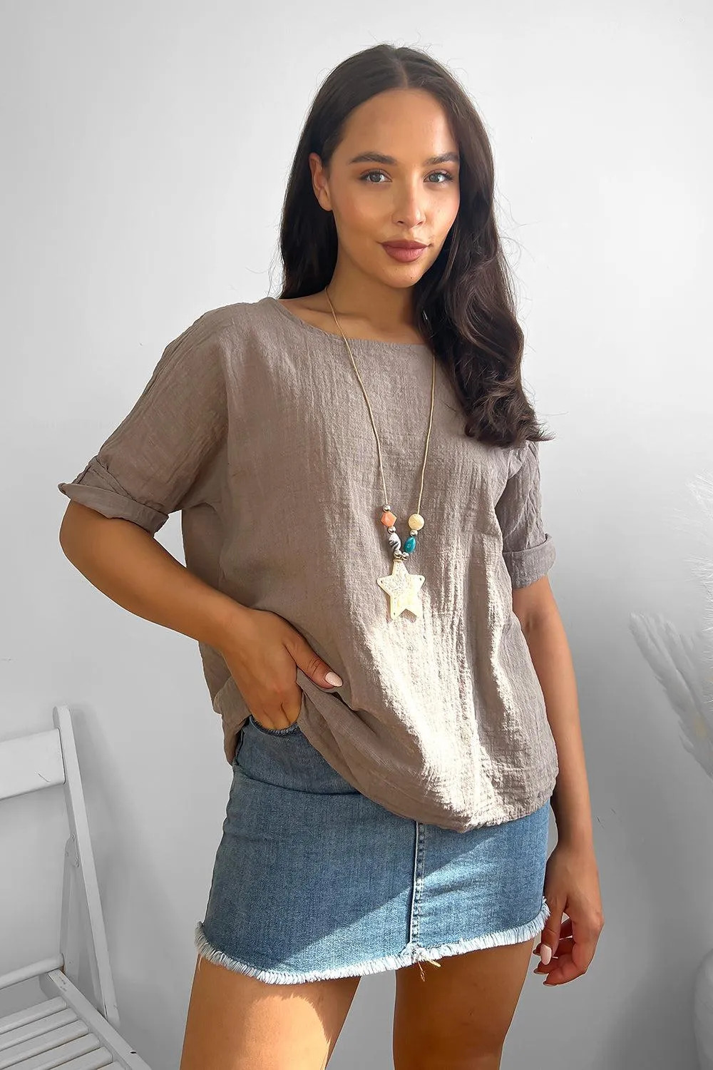 100% Cotton Relaxed Fit Necklace Tunic