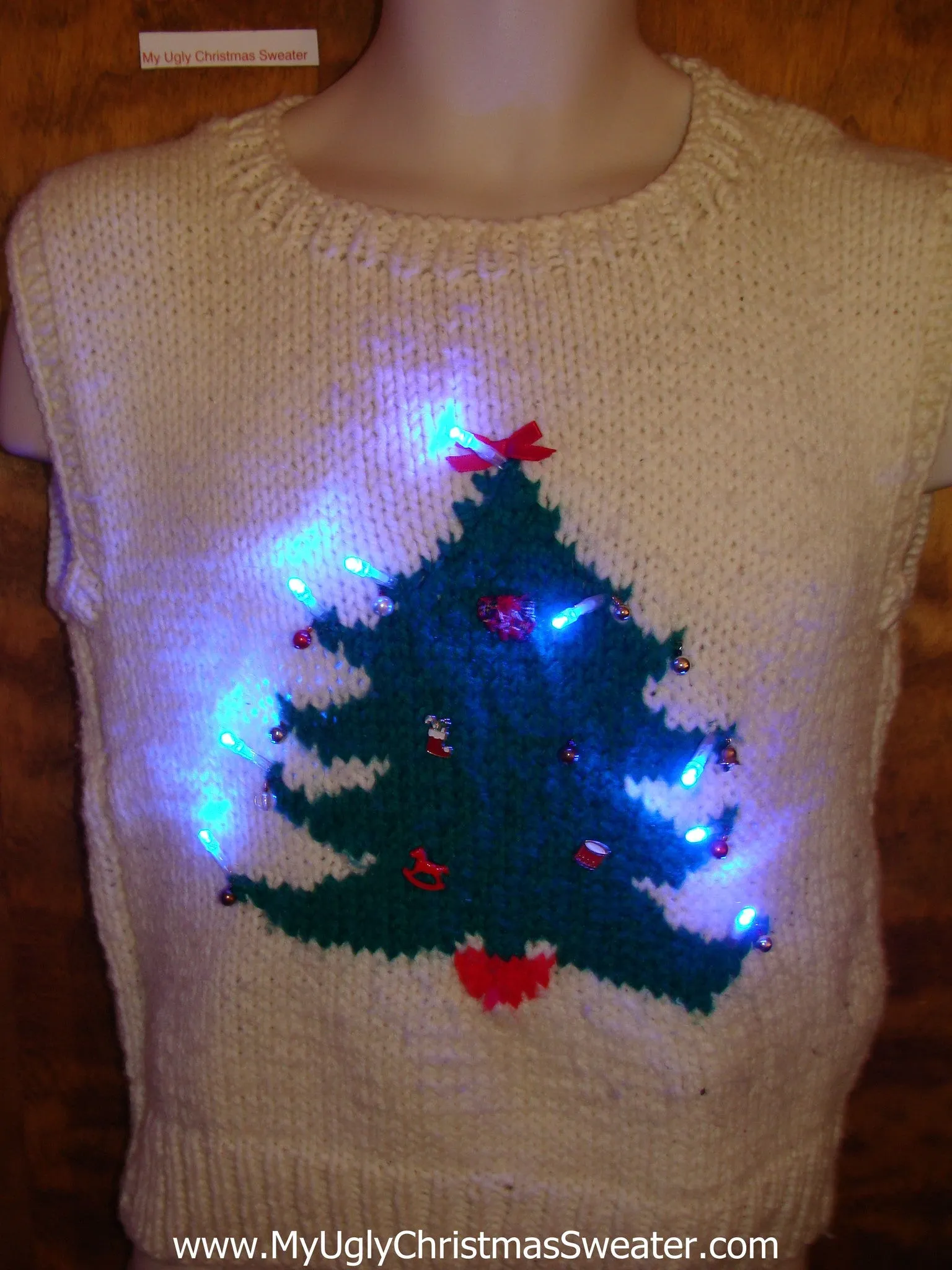 80s Homemade Ugly Christmas Sweater Vest with Lights