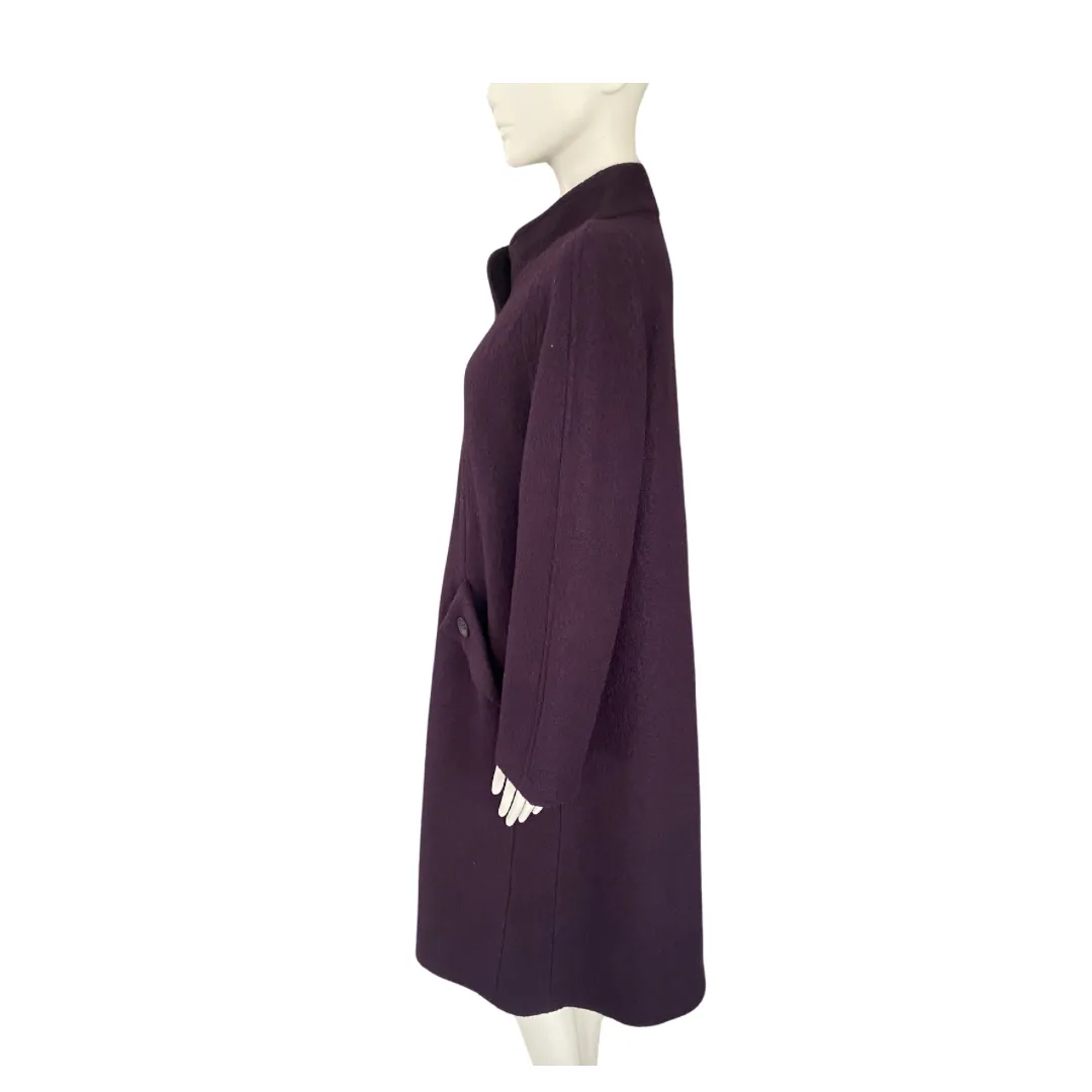 A-line Full Length Wool Coat Purple SIZE S