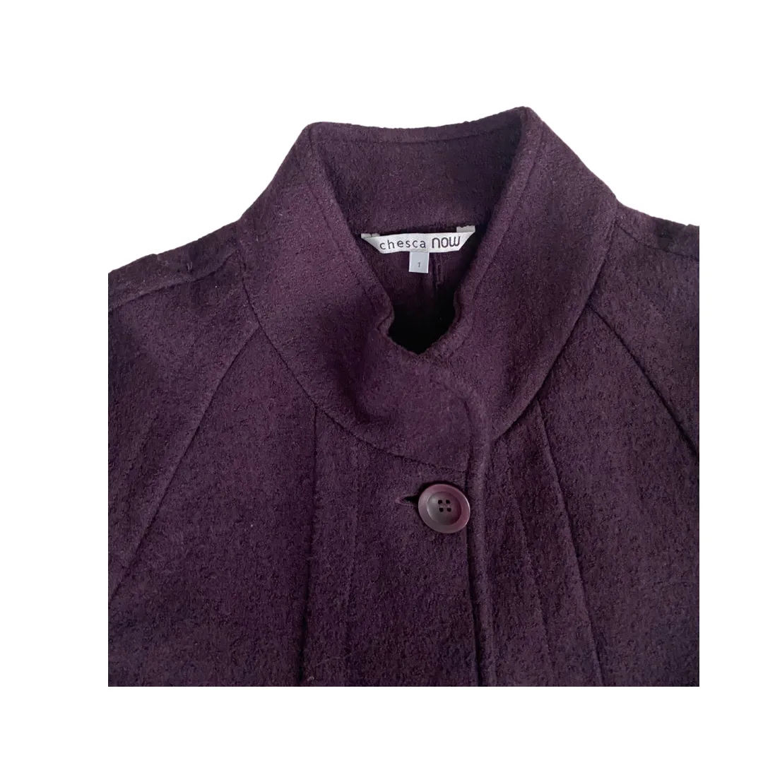 A-line Full Length Wool Coat Purple SIZE S