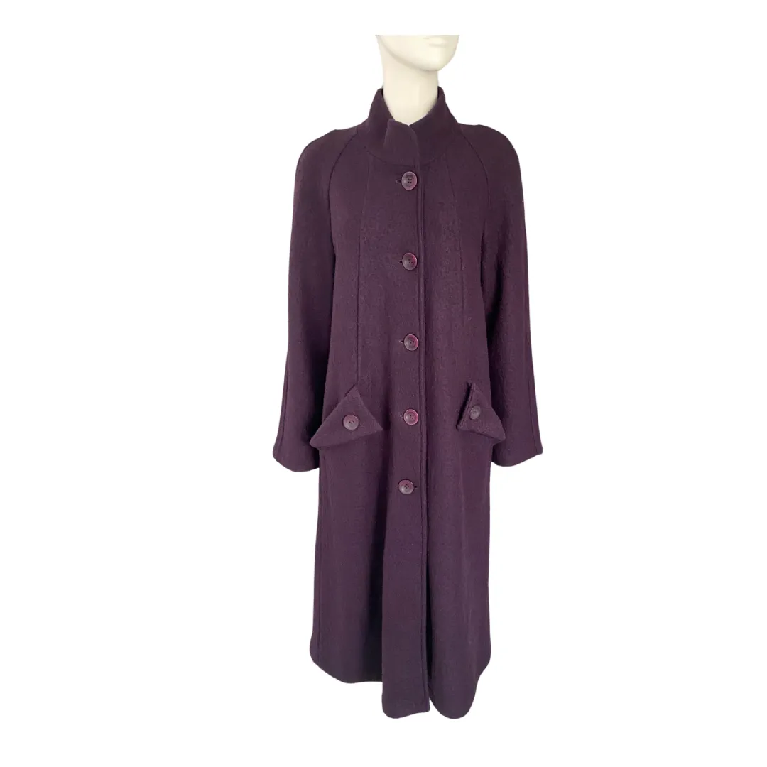 A-line Full Length Wool Coat Purple SIZE S