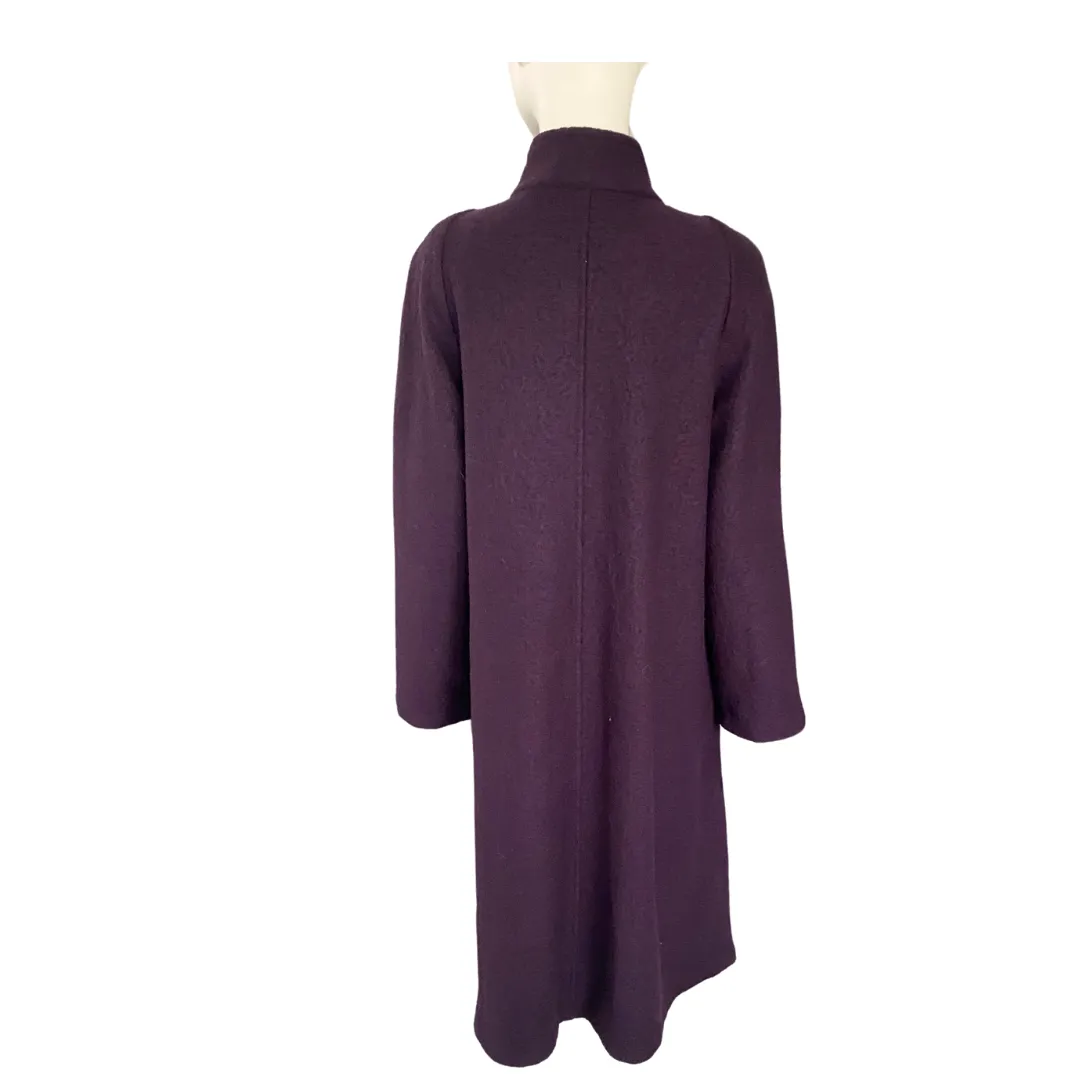 A-line Full Length Wool Coat Purple SIZE S