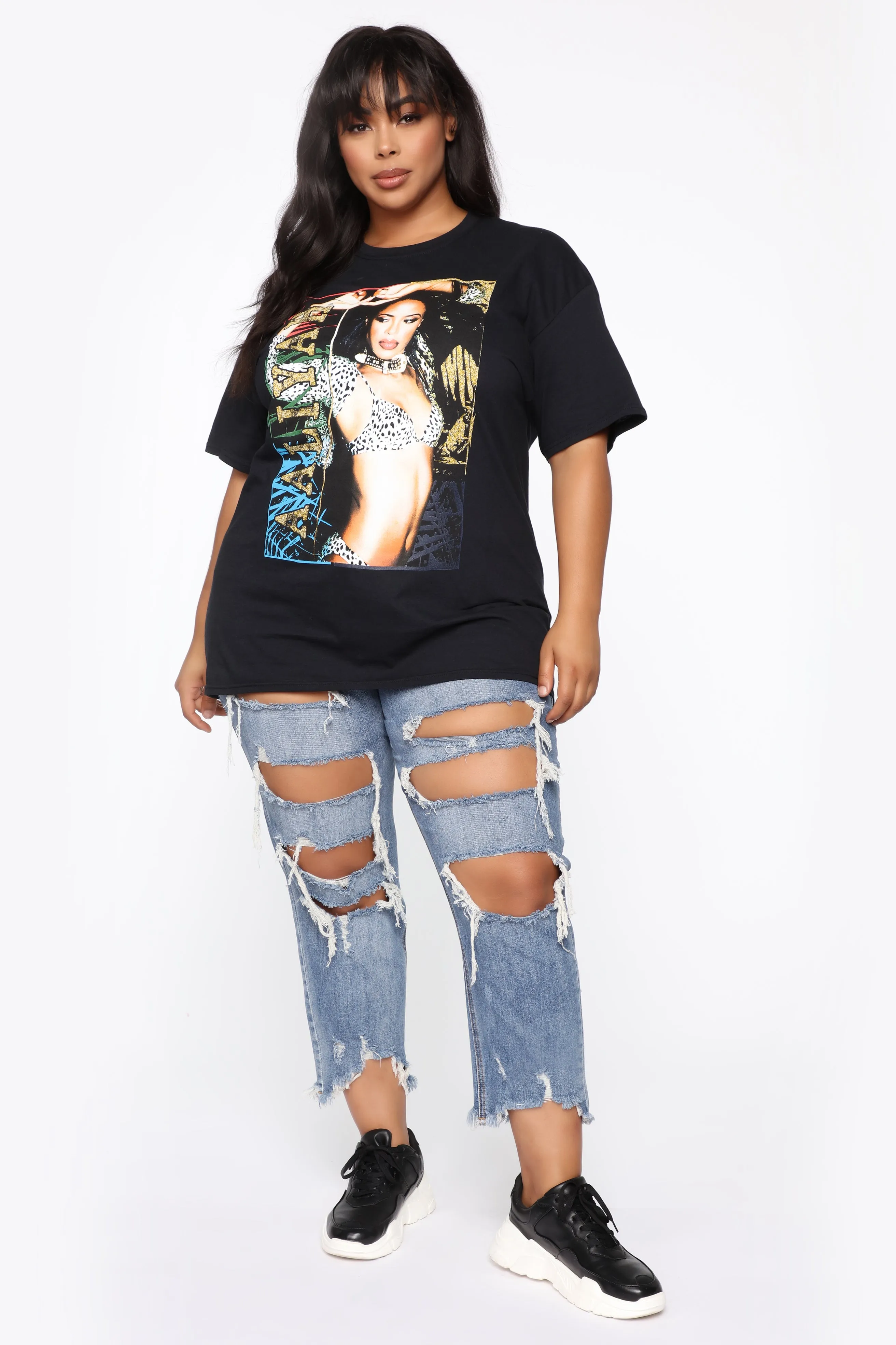 Aaliyah Tunic Tee - Black