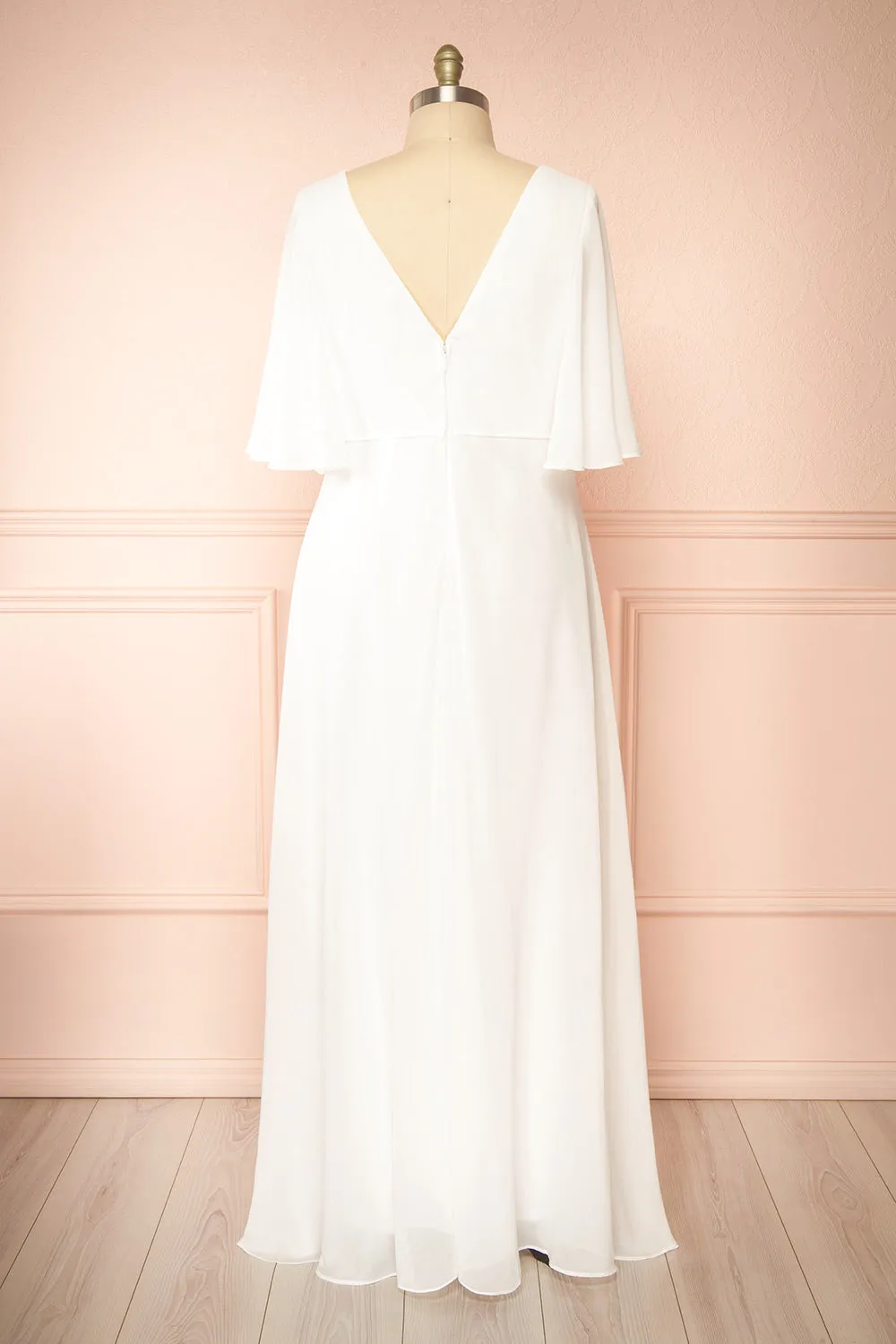 Adelphia Ivory | Short Sleeve Chiffon Maxi Dress