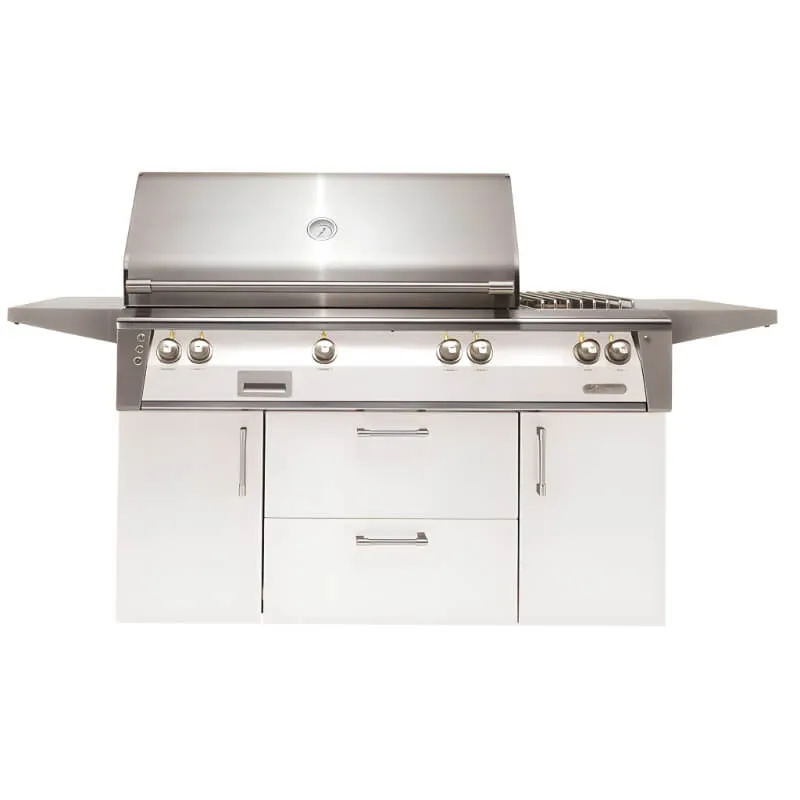 Alfresco ALXE 56-Inch Freestanding Gas Deluxe Grill With Rotisserie And Side Burner