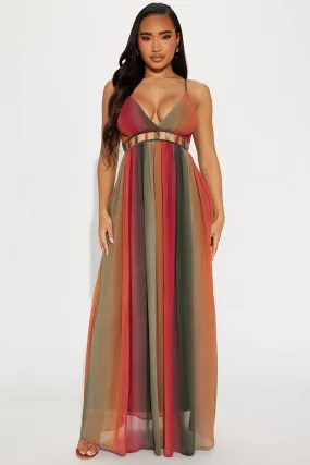 Alison Chiffon Maxi Dress - Rust/combo