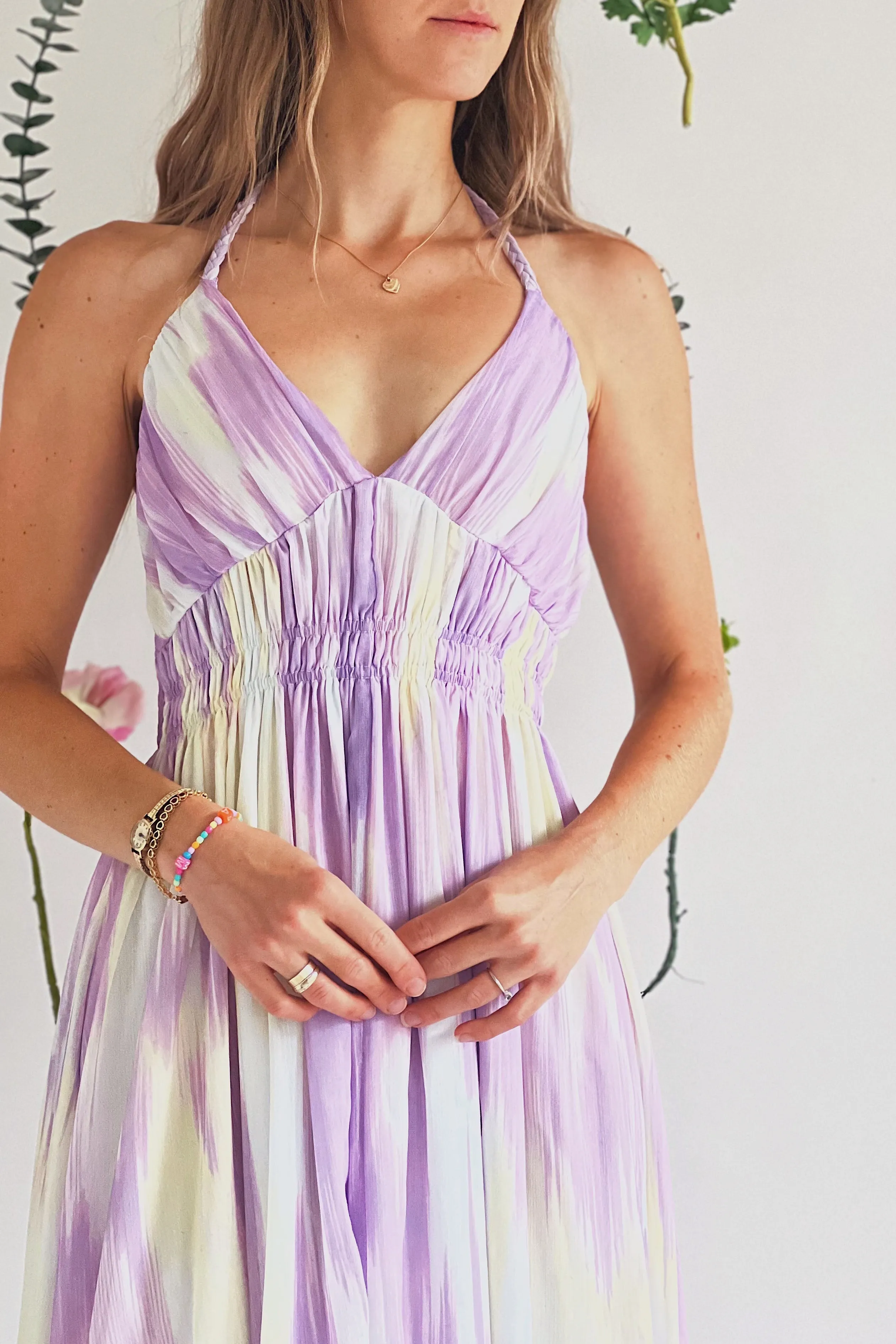 Amakassou | Lilac & Yellow Maxi Dress