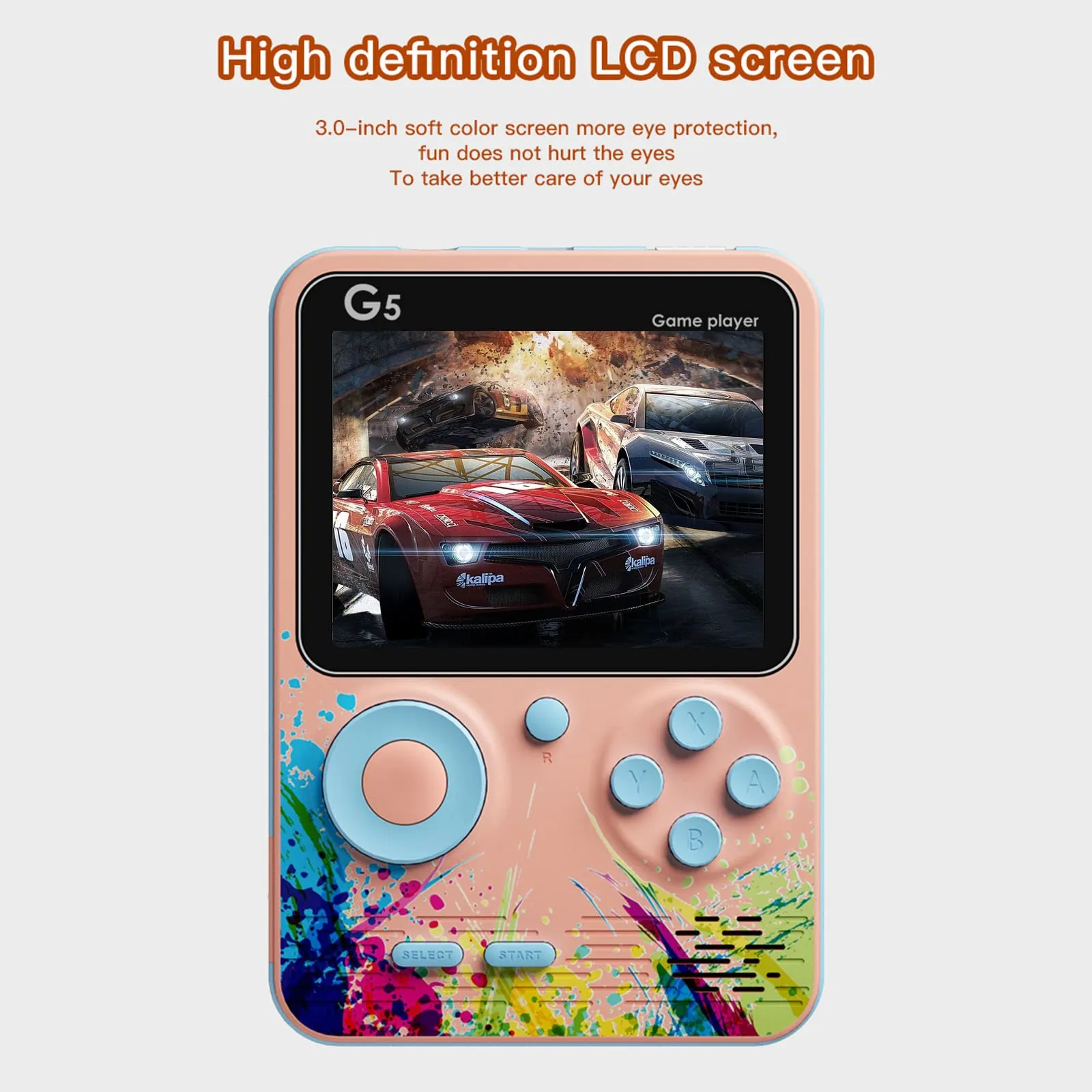 Amazm Colorful LCD Screen Handheld Game Console: Classic Retro Video Gaming with 500 In1 Games, USB Rechargeable, Portable, and The Best Toy Gift for Kids