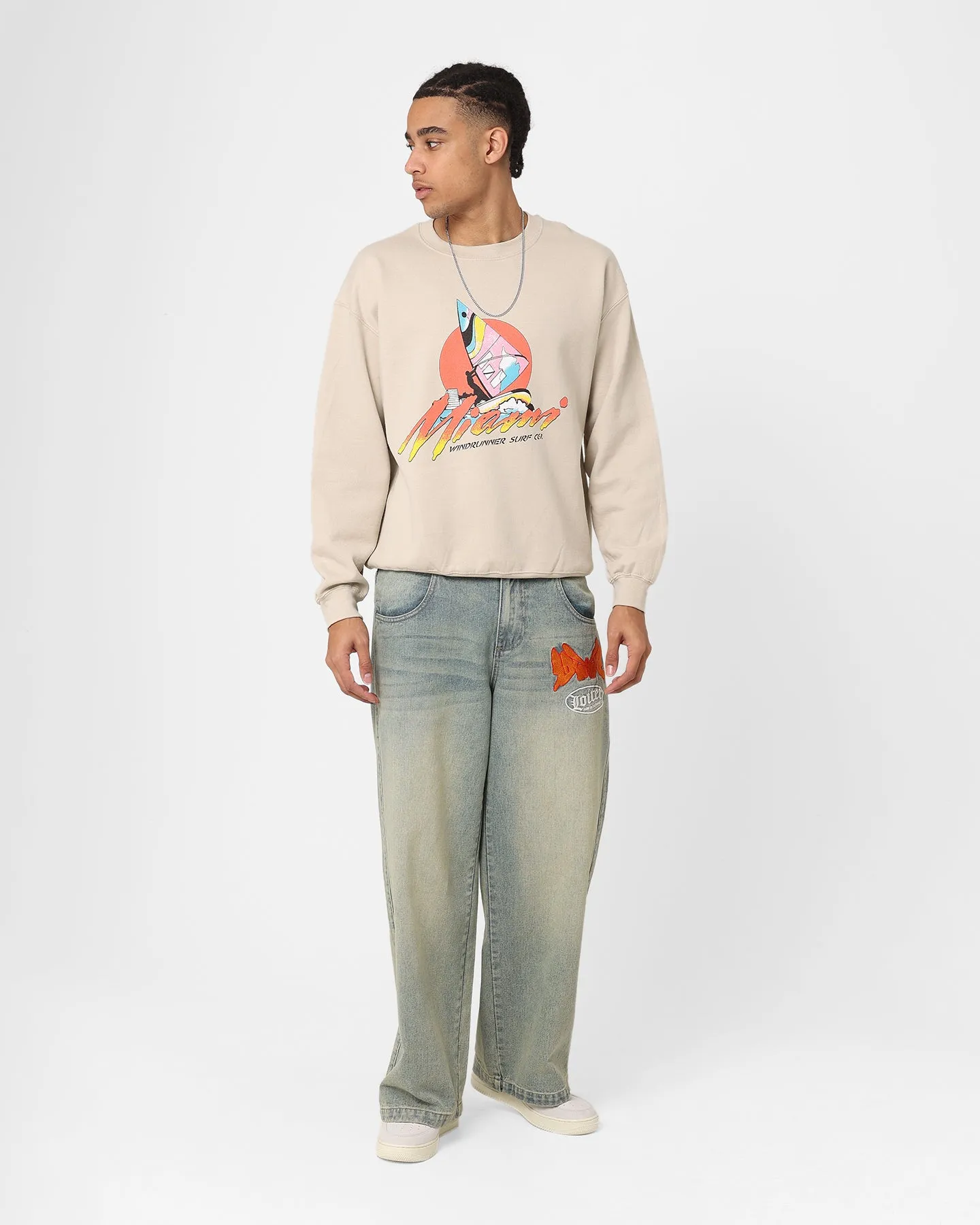 American Thrift Windrunners Surf Co Crewneck Sand