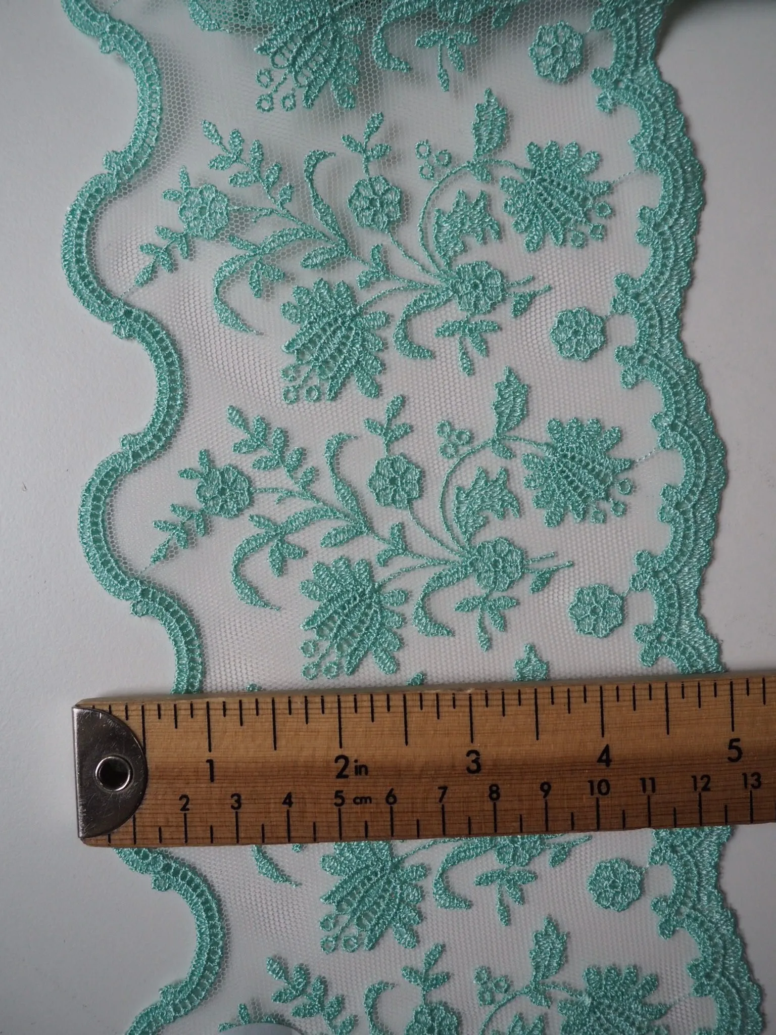 Aphrodite Aqua Lace Trim 130mm