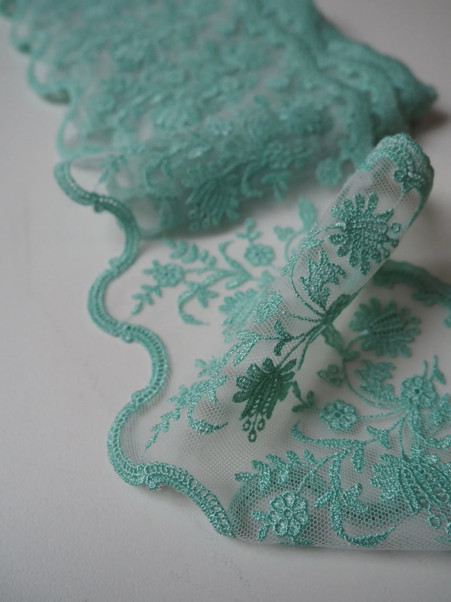 Aphrodite Aqua Lace Trim 130mm