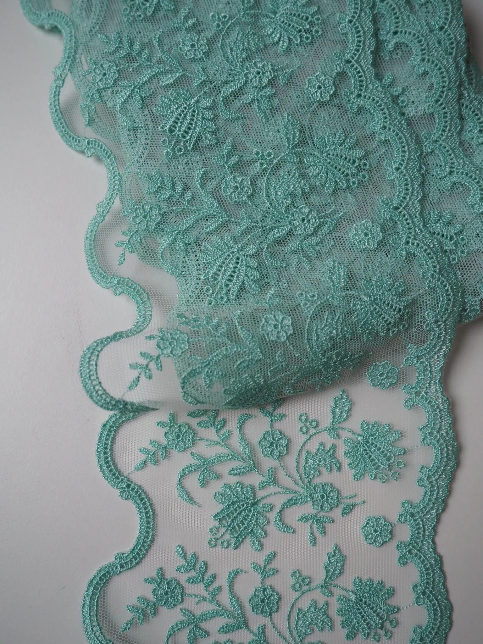 Aphrodite Aqua Lace Trim 130mm