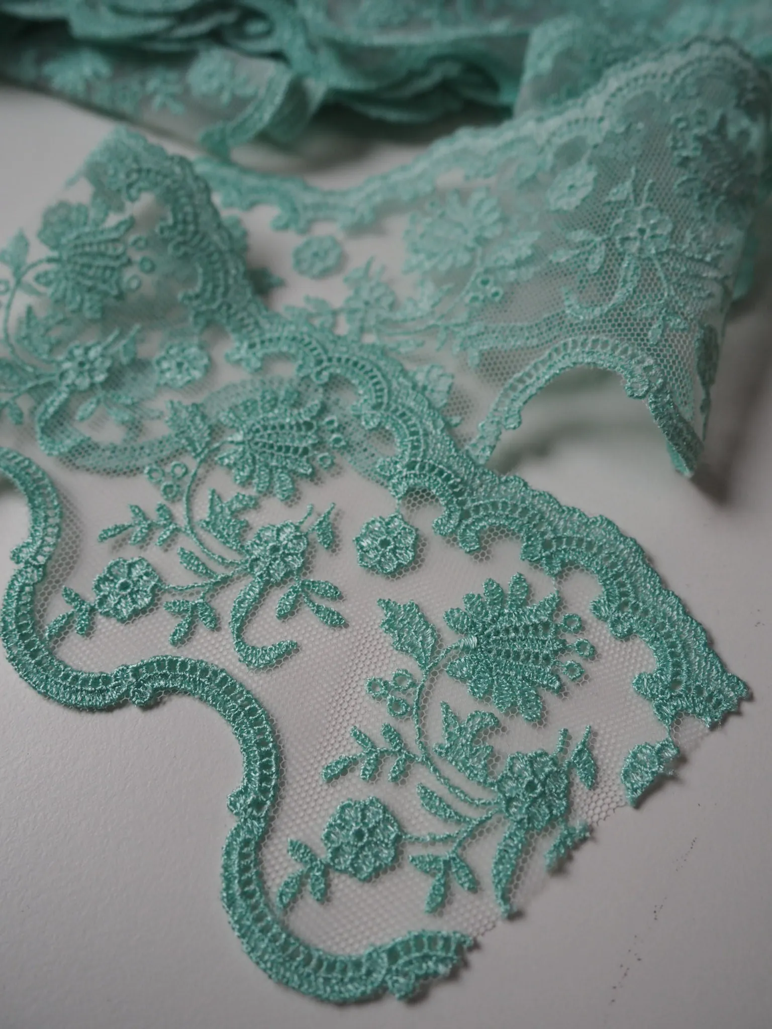 Aphrodite Aqua Lace Trim 85mm