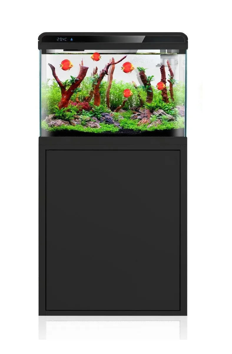 Aquarium Fish Tank & Cabinet Kit - LED - Black 70L - 57cm