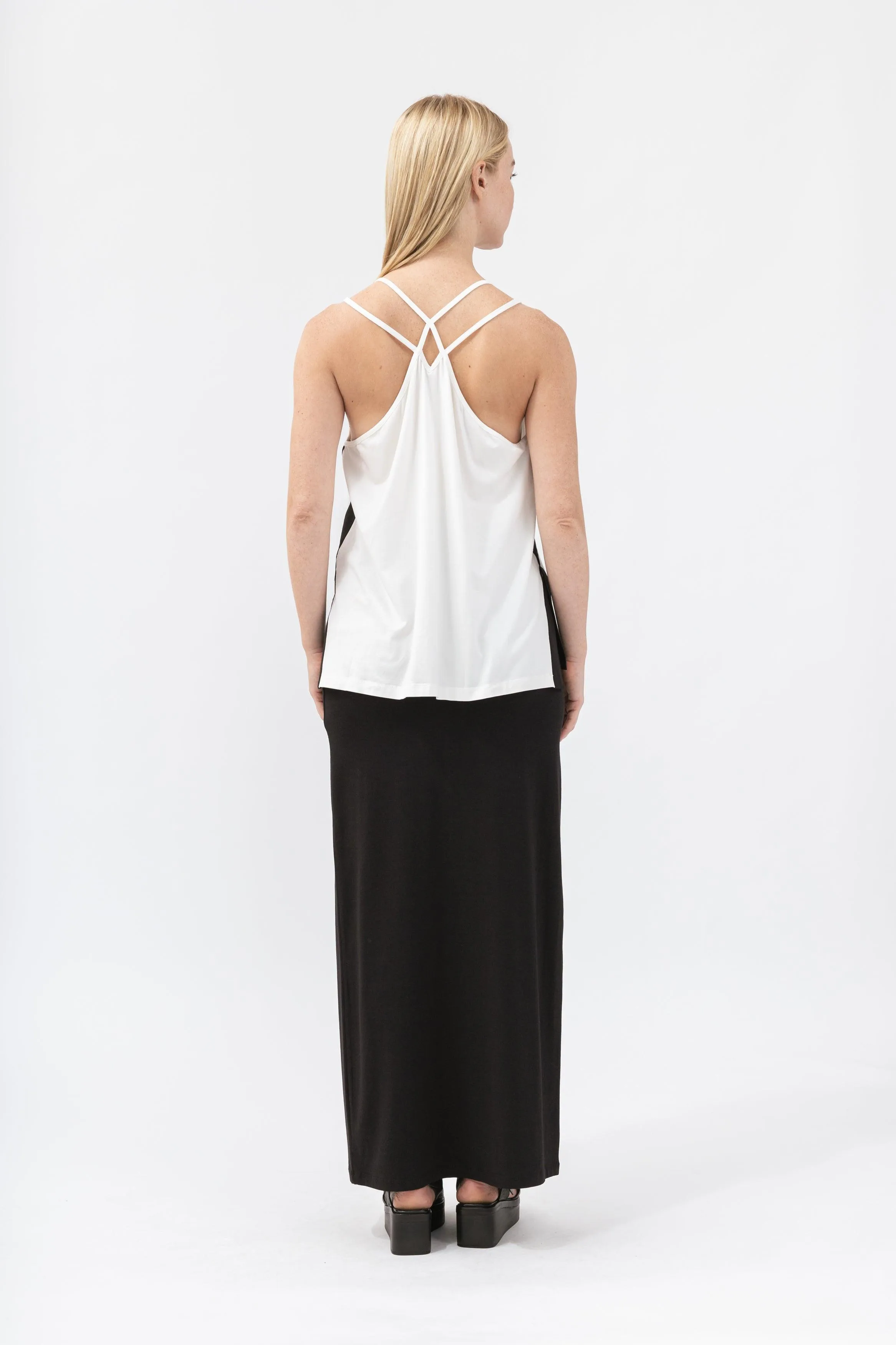 Bamboo Contrast Stripe Cross Back Cami