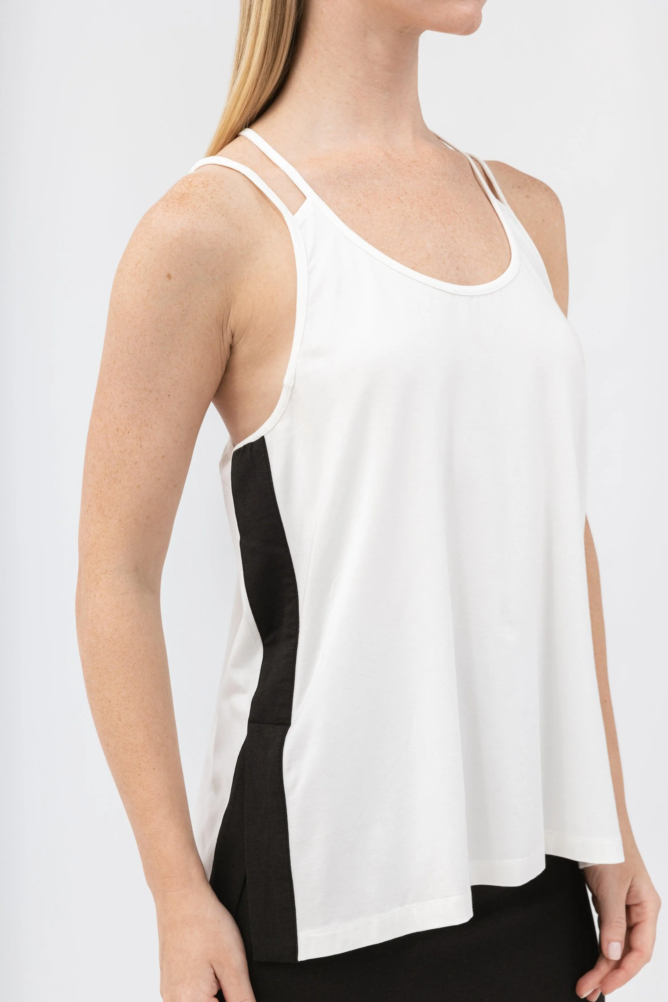 Bamboo Contrast Stripe Cross Back Cami