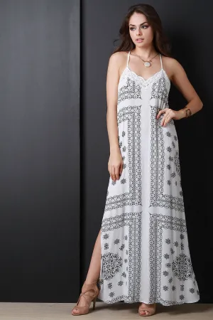 Bandanna Print Open Back Maxi Dress