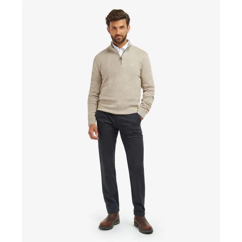 Barbour Firle Cotton Cashmere Mens 1/4 Zip Jumper - Stone Marl