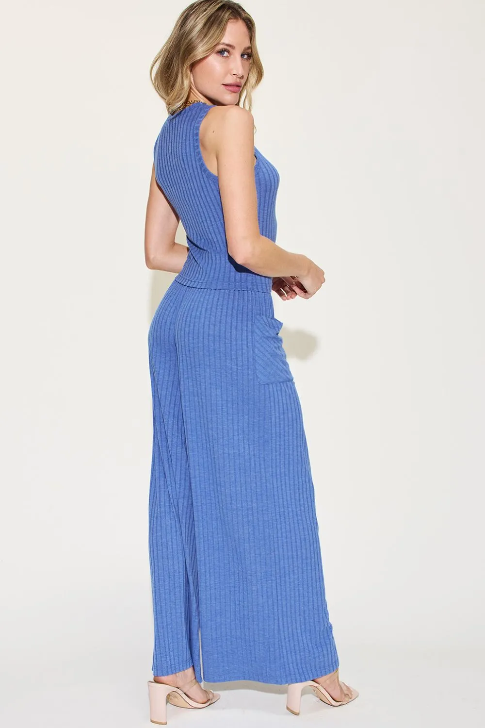 Basic Bae Ribbed Tank and Wide Leg Pants Two Piece Set