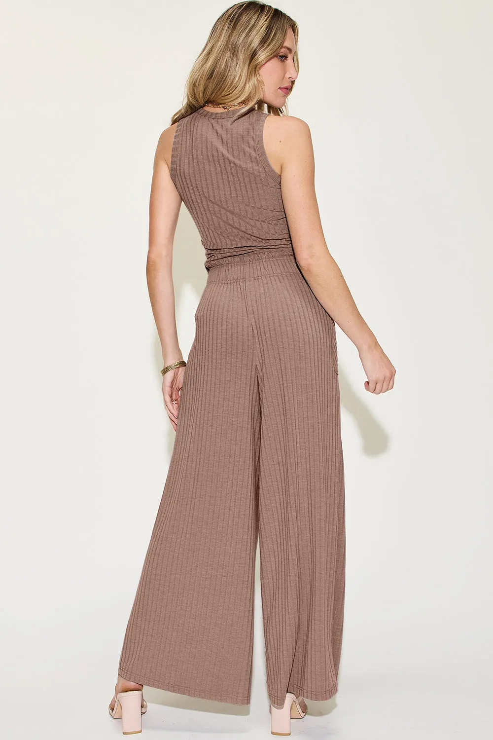 Basic Bae Ribbed Tank and Wide Leg Pants Two Piece Set