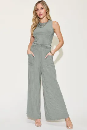 Basic Bae Ribbed Tank and Wide Leg Pants Two Piece Set