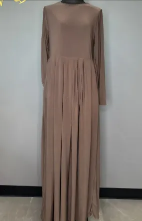 Basic Maxi Pleat Dress - Coffee