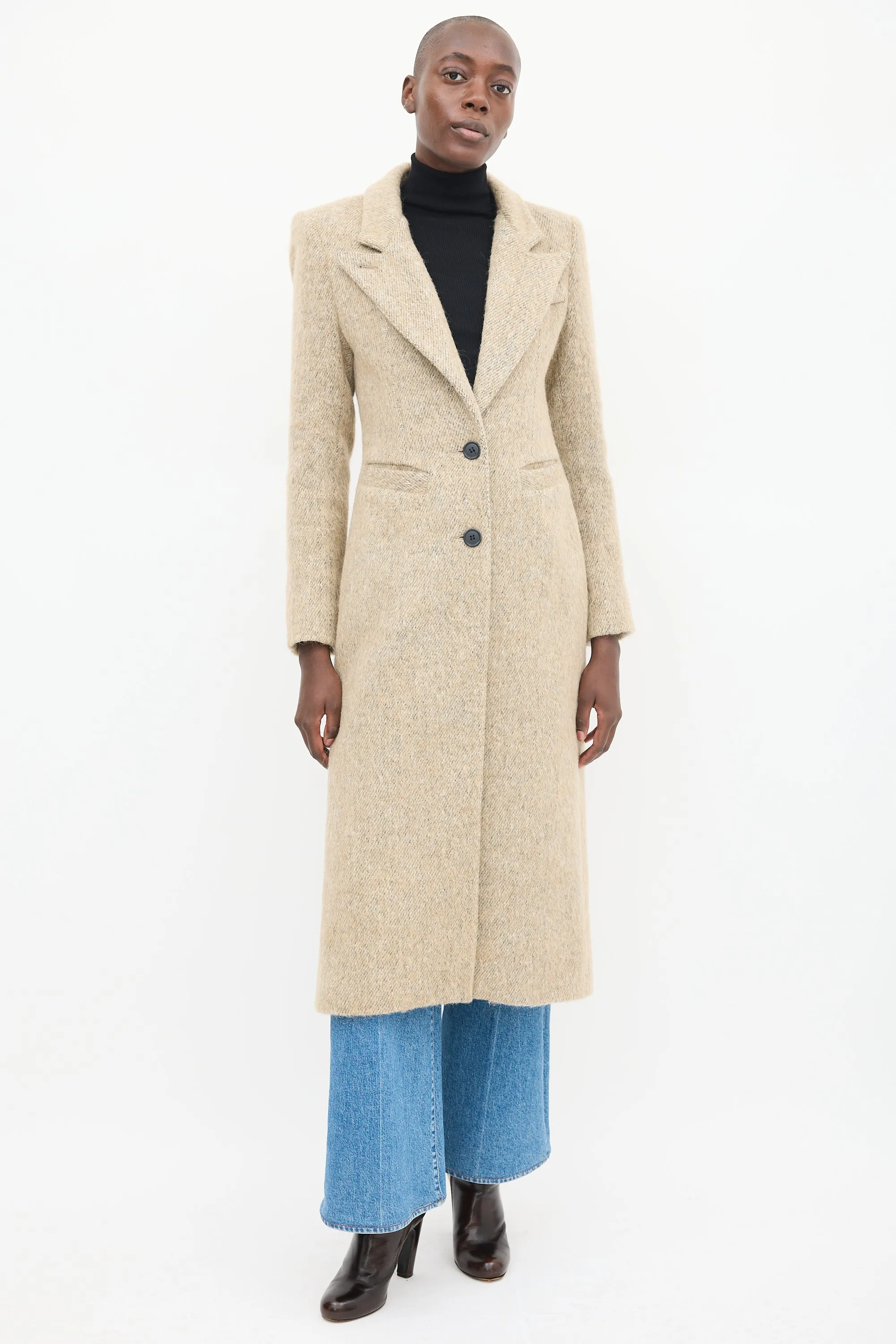 Beige Wool Tweed Coat