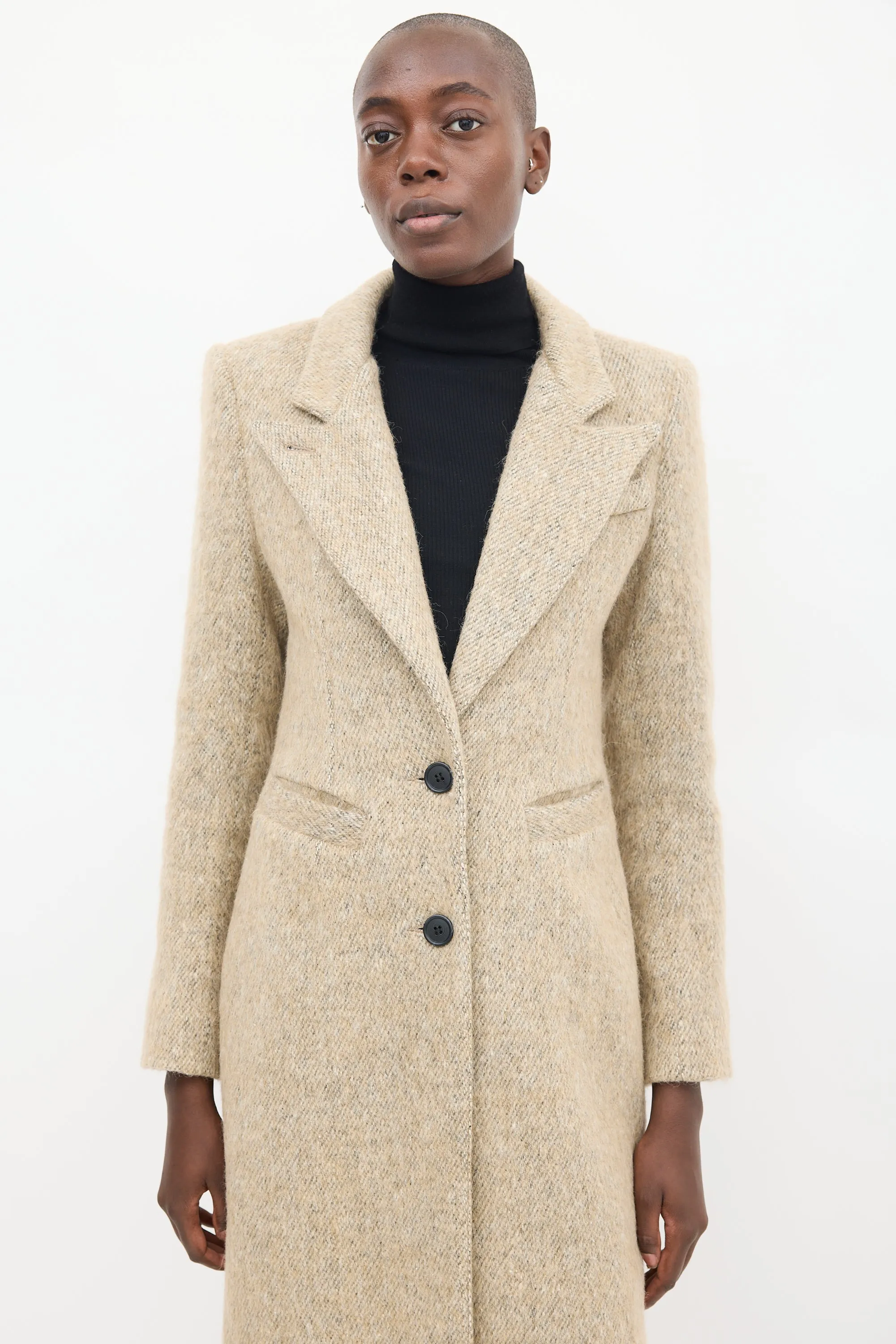 Beige Wool Tweed Coat