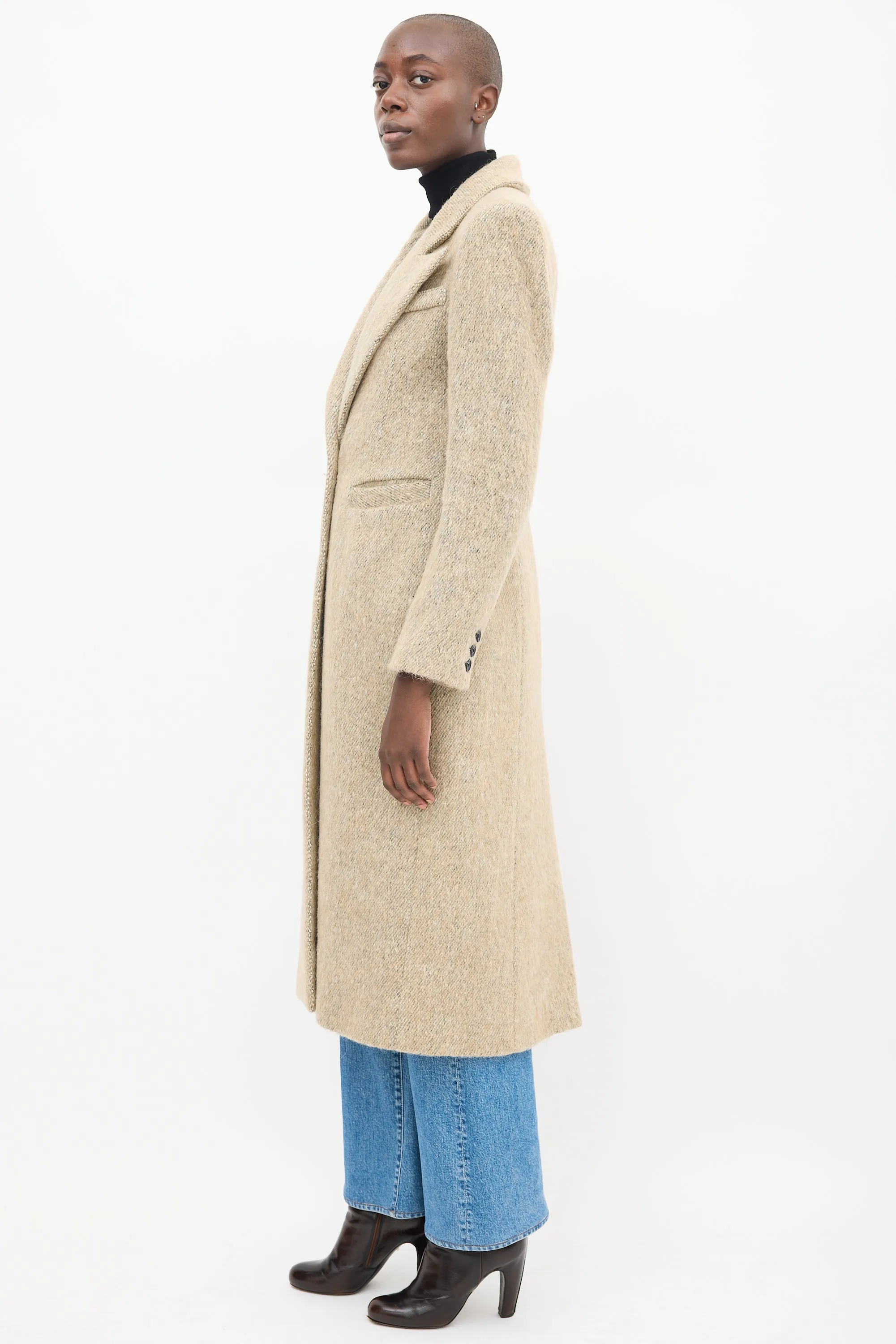 Beige Wool Tweed Coat