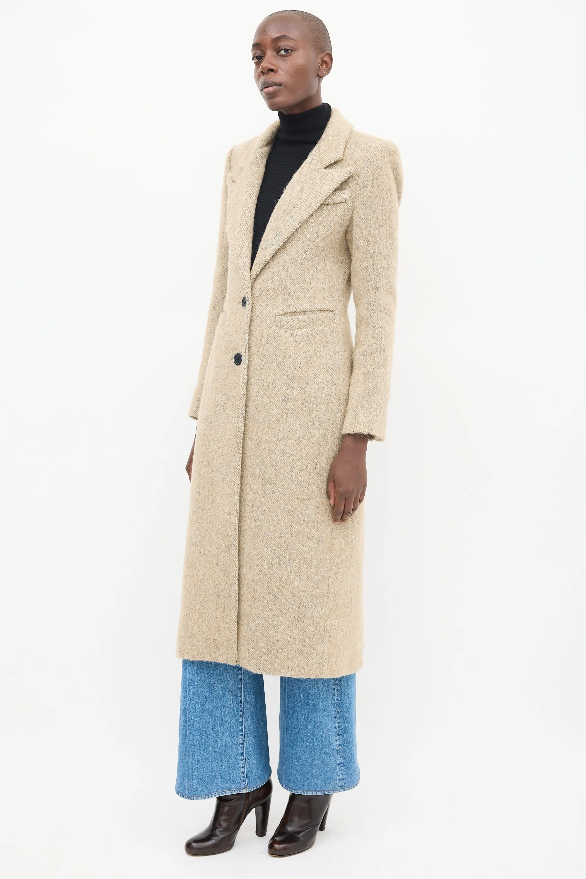 Beige Wool Tweed Coat