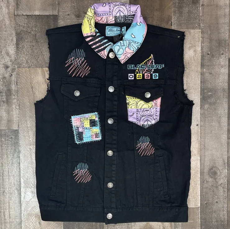 Blac leaf- paisley twill vest