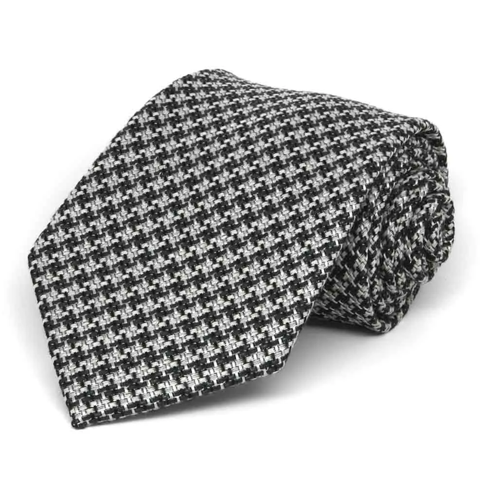 Black and White Earl Tweed Wool/Silk Extra Long Necktie