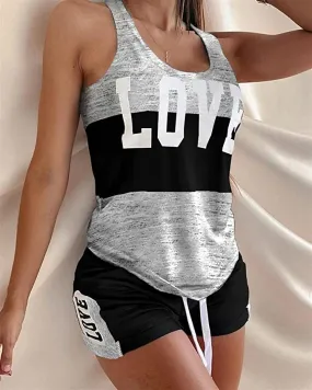 Black Vest Shorts 2 Piece Ladies Casual Shorts Vest Pajamas Set