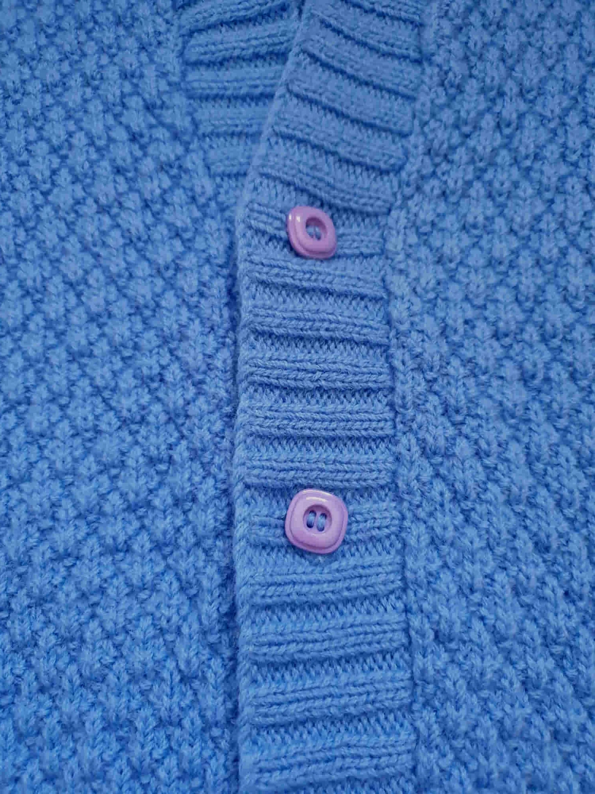 Blue Hand Knitted Wool Vest - L