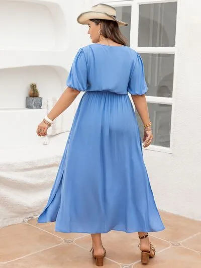 Blue Plus Size Maxi Dress