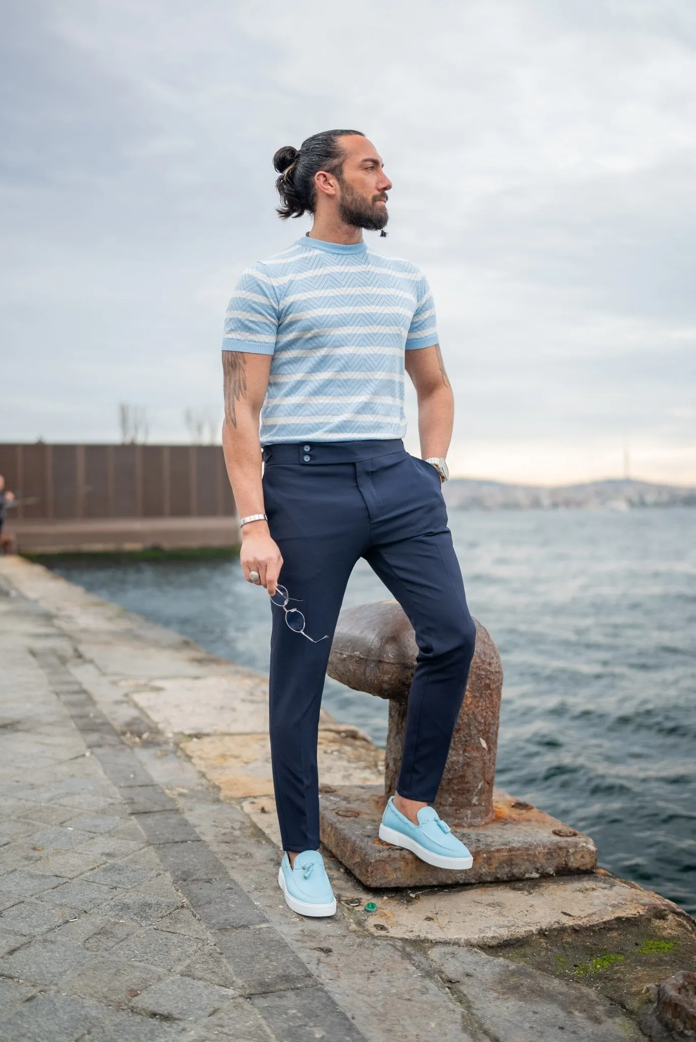 Blue Striped Niger Crewneck