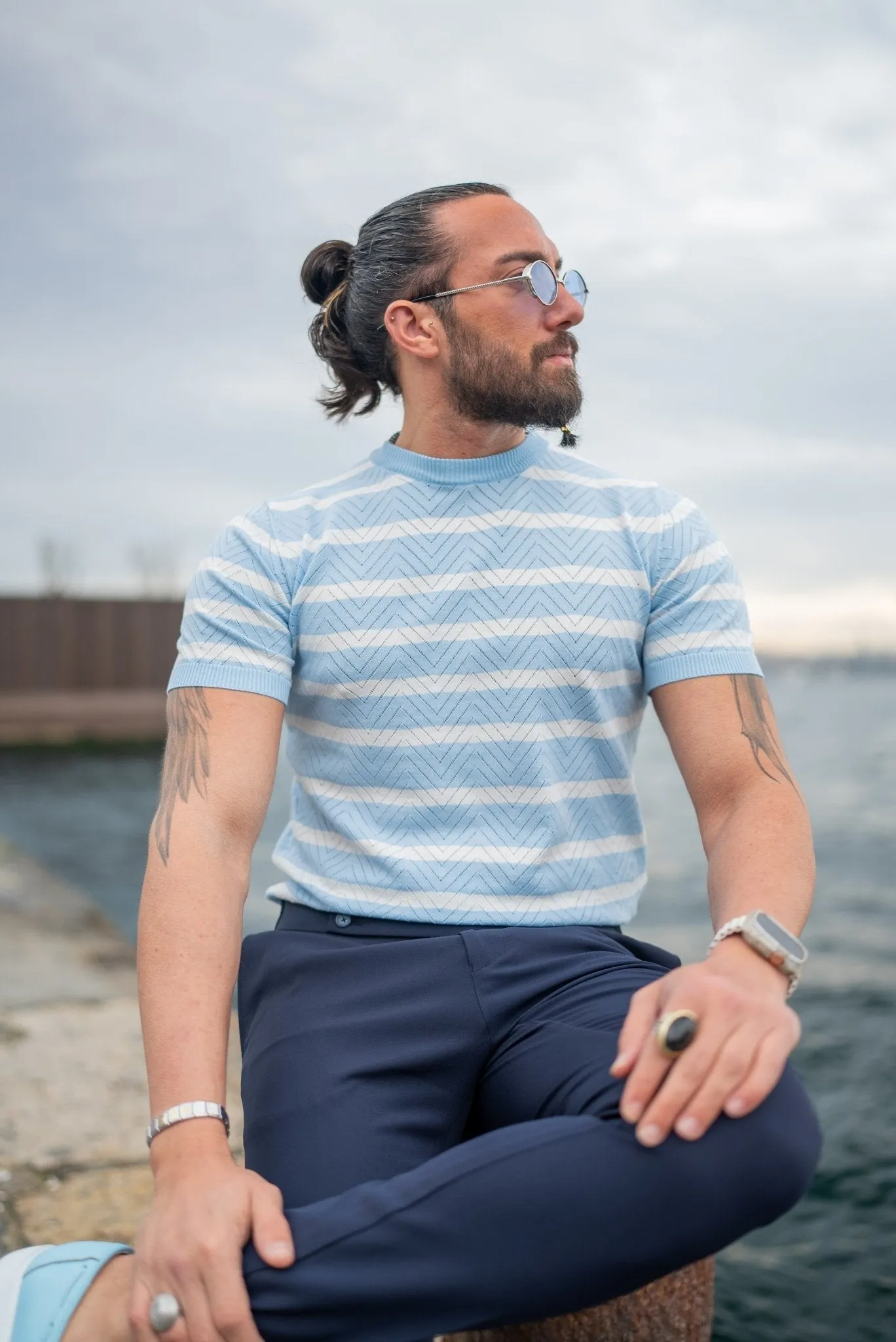 Blue Striped Niger Crewneck