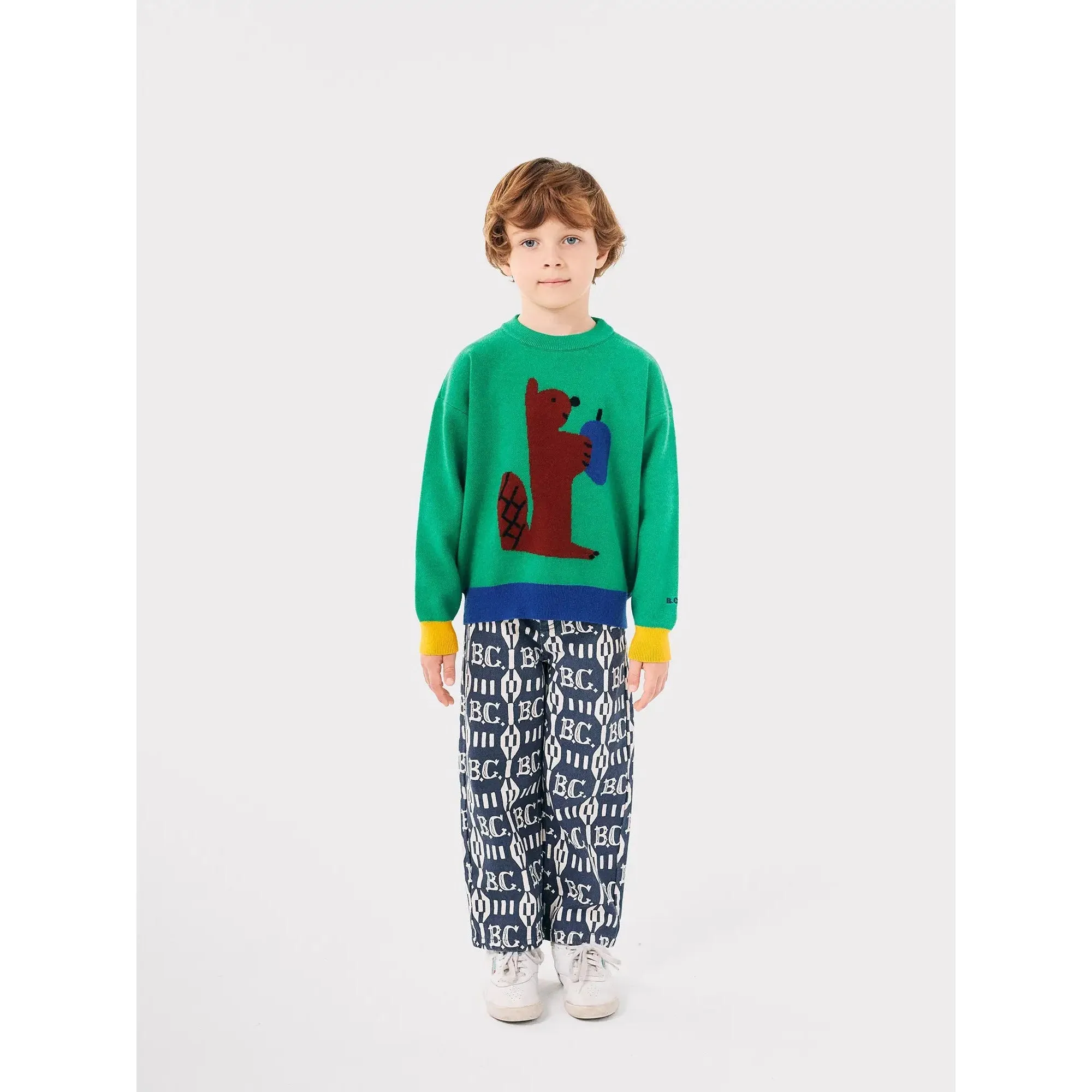 Bobo Choses Hungry Squirrel Jacquard Jumper - Green