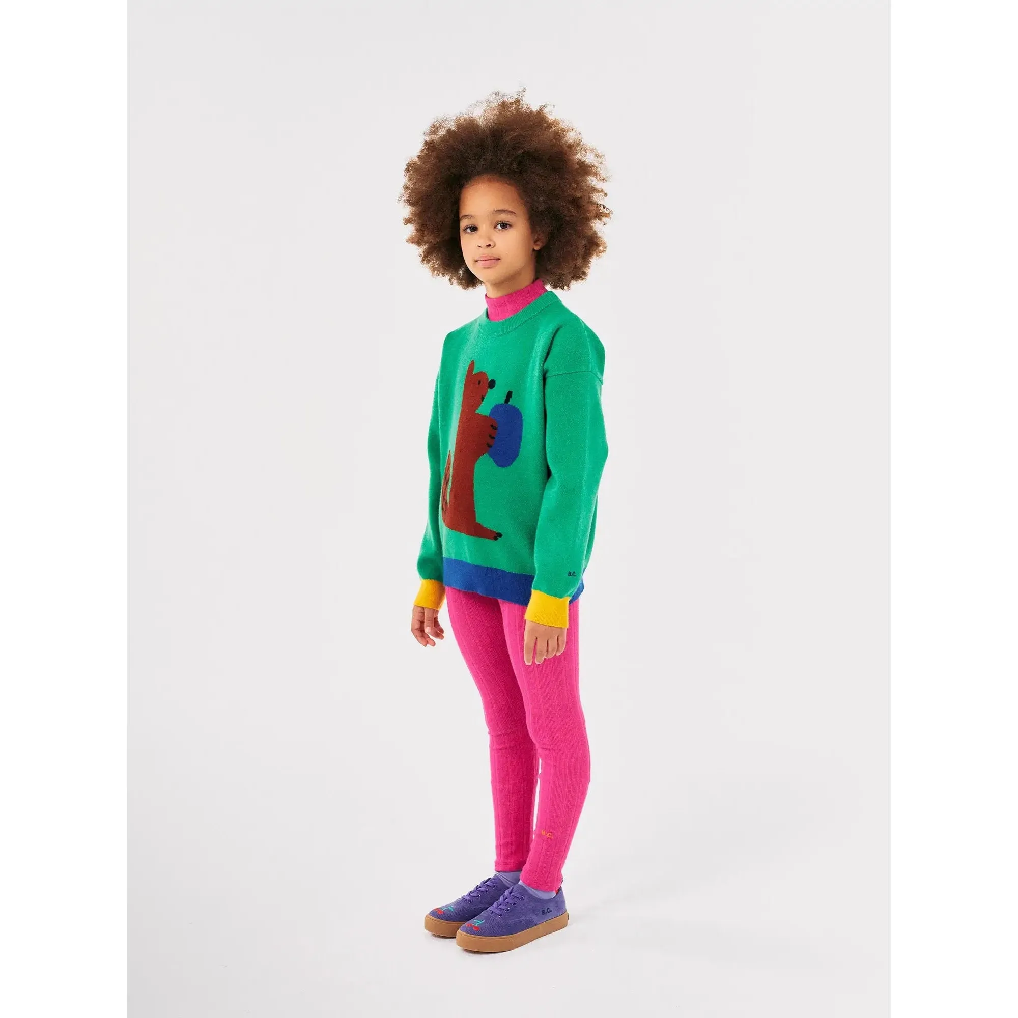 Bobo Choses Hungry Squirrel Jacquard Jumper - Green