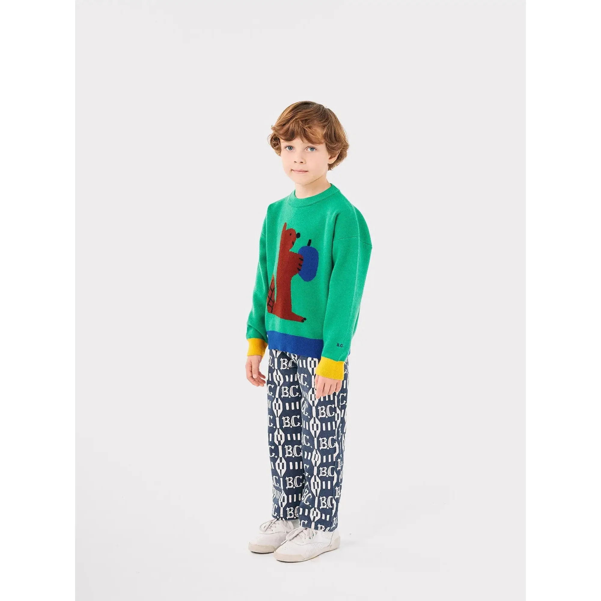 Bobo Choses Hungry Squirrel Jacquard Jumper - Green