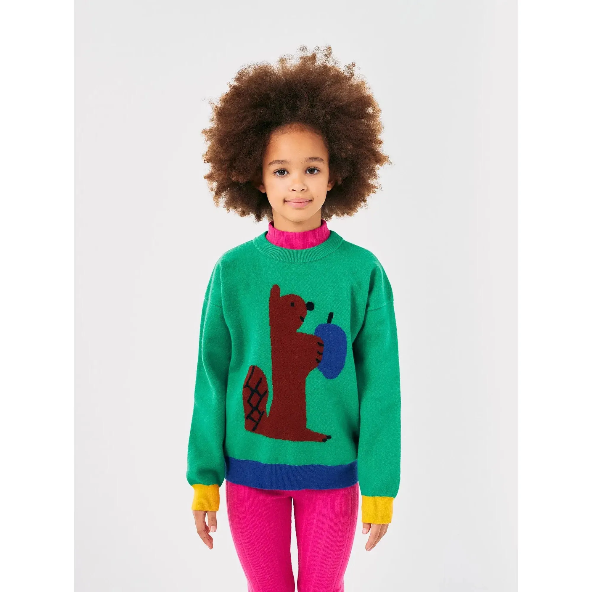 Bobo Choses Hungry Squirrel Jacquard Jumper - Green