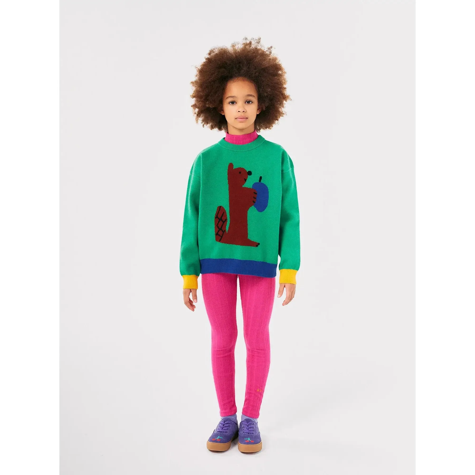 Bobo Choses Hungry Squirrel Jacquard Jumper - Green