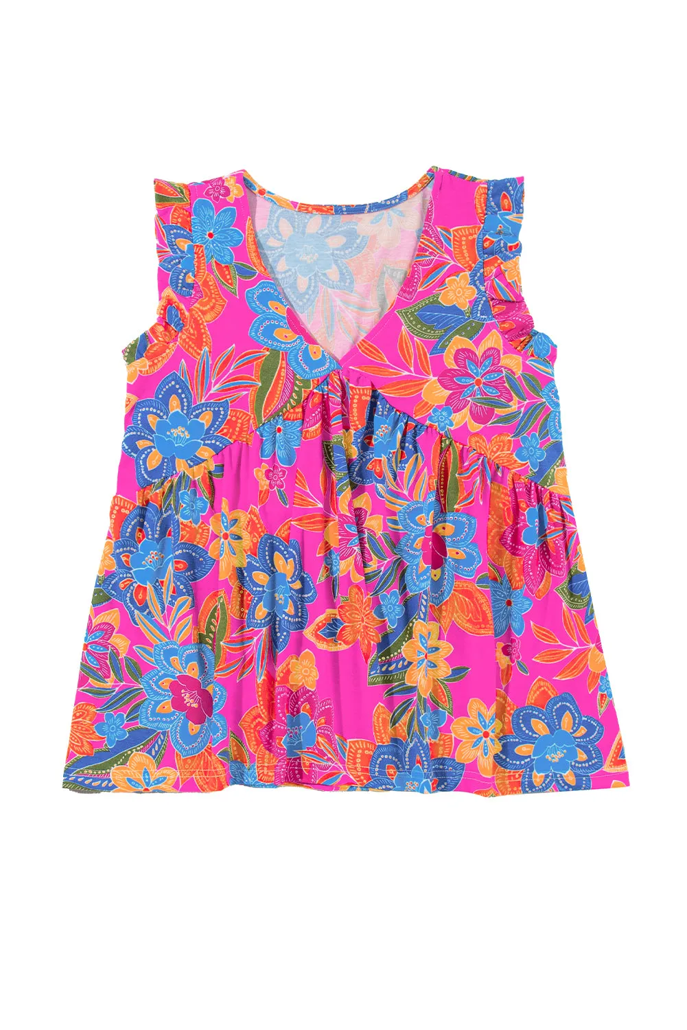 Boho Flounce V Neck Tank Top