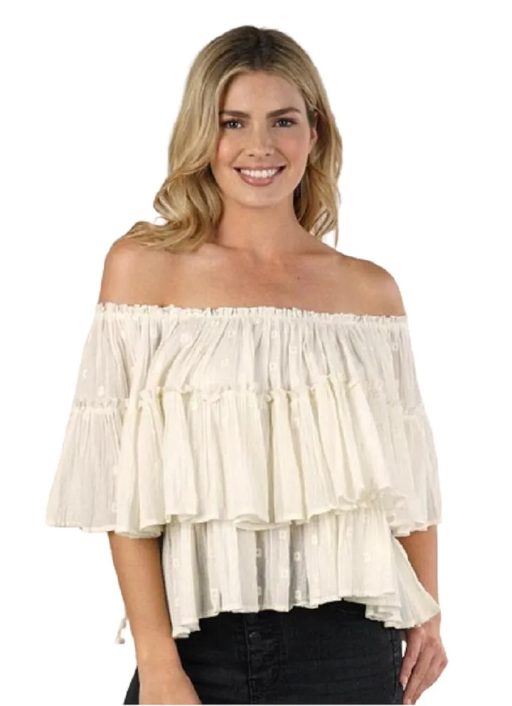 Boho Off The Shoulder Tiered Ruffle Top by Lovestitch