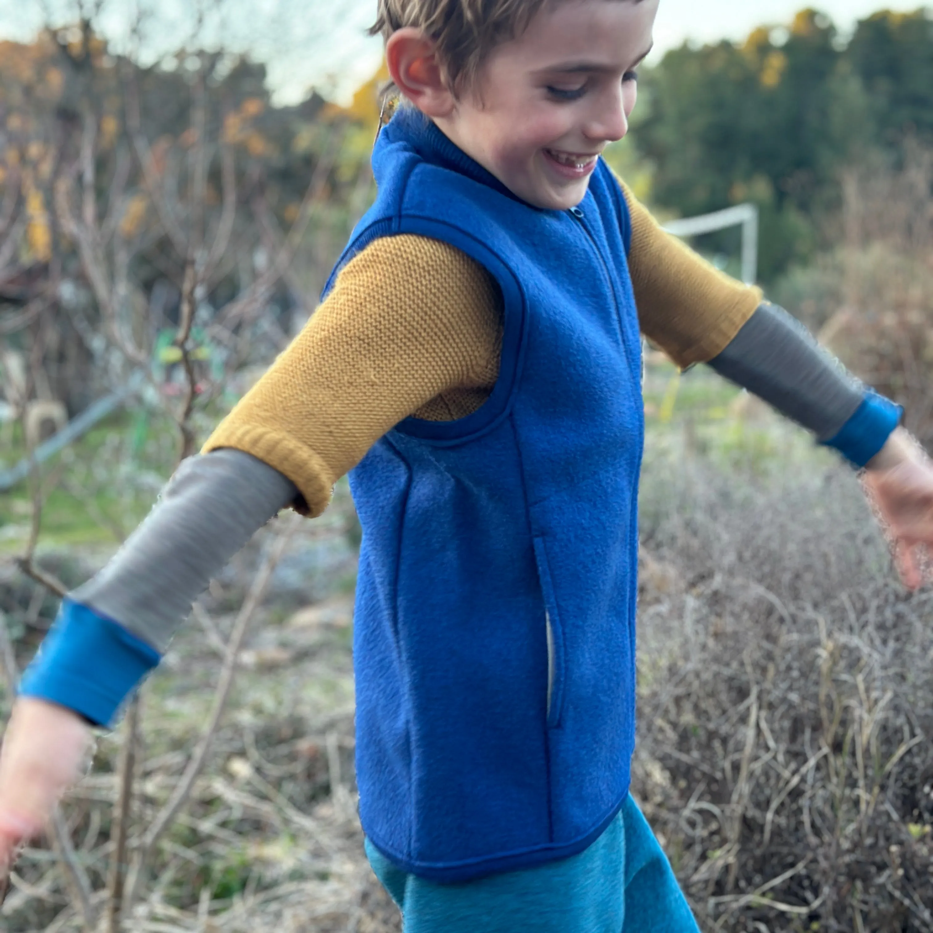 Boiled Wool Zip Vest (1-10y)