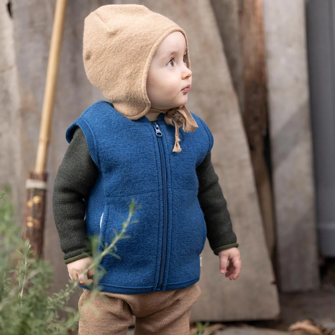 Boiled Wool Zip Vest (1-10y)